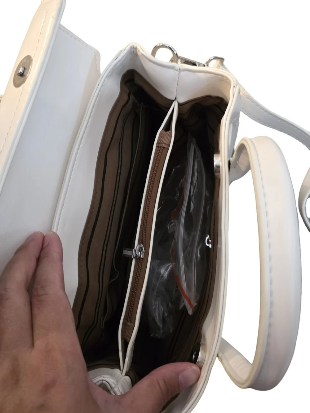 White Top-Handle Leather Satchel Hermes